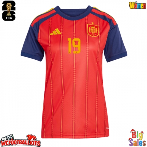 Spain Lamine Yamal #19 Replica Home Stadium Shirt for Women World Cup 2026 Short Sleeve